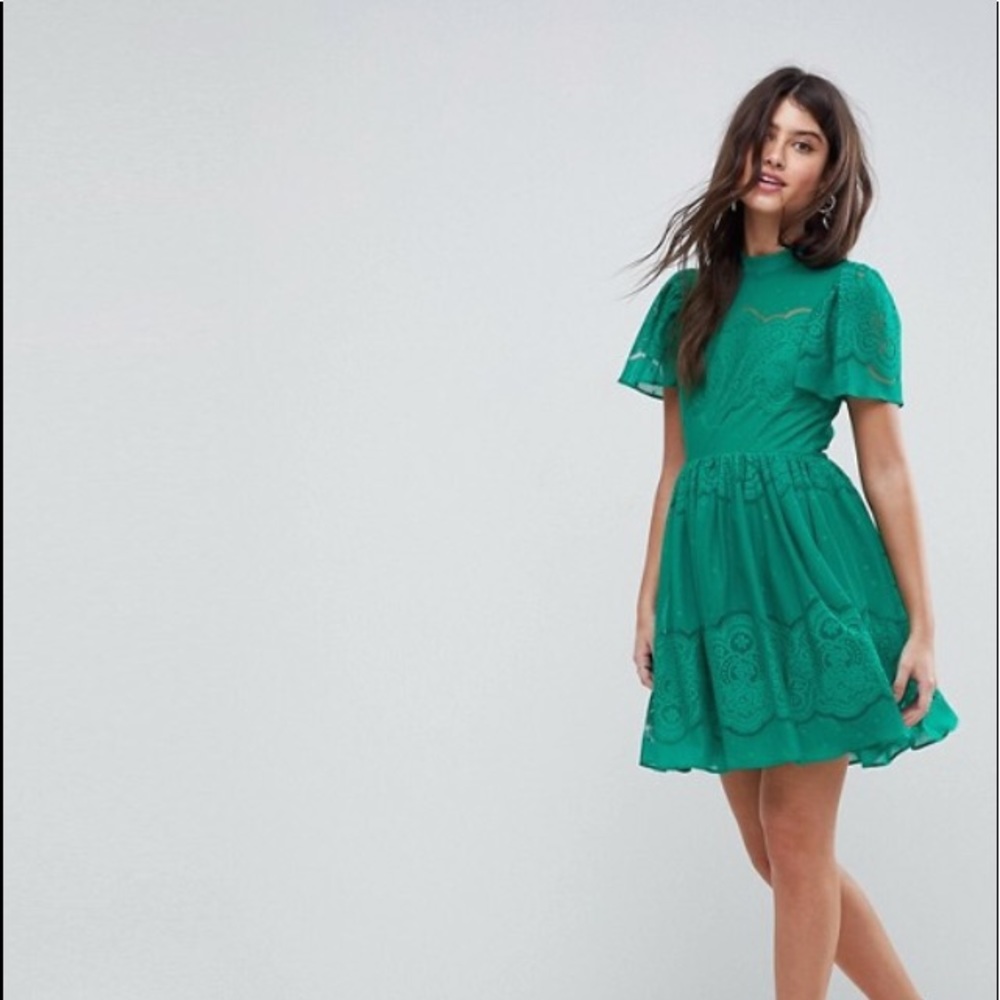 Green lace dress ASOS petite